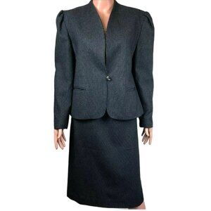 Vintage Sergio Valente Wool Blend Secretary Office Suit Pinstripes Gray Size 16